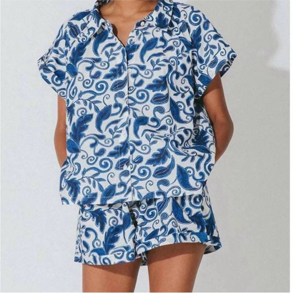 Cleobella Blue And White Acadia Top